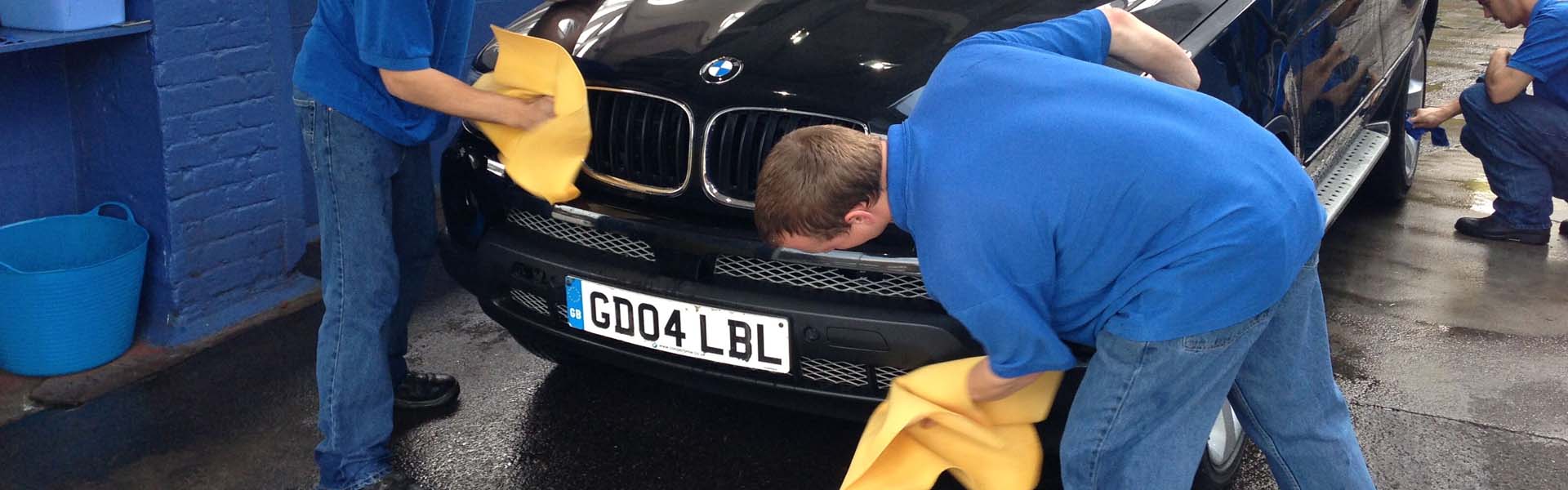 Freshly washed car gleaming in the sun